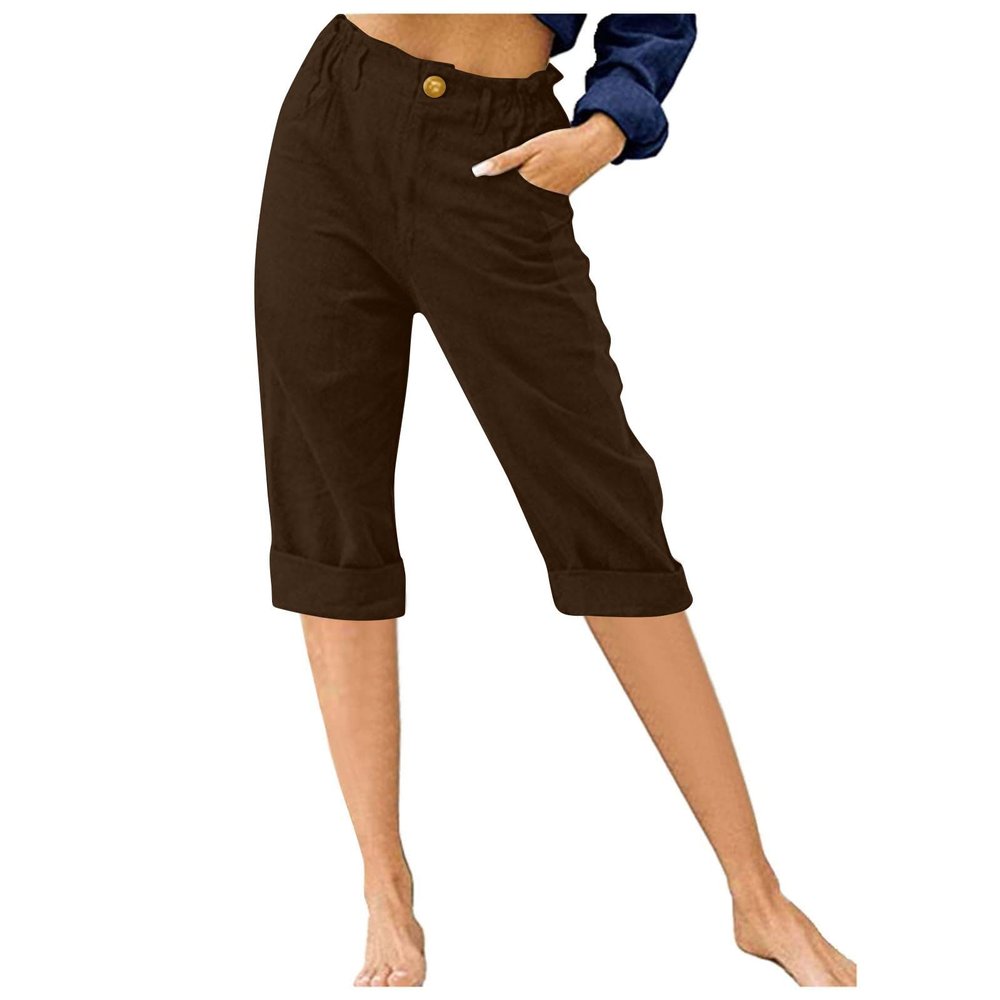 LRMQS Womens Capri Pants Summer Trendy Casual Elastic Waist Cropped Trouser Fashion Resort Wear Beach Vacation Capris Clothes