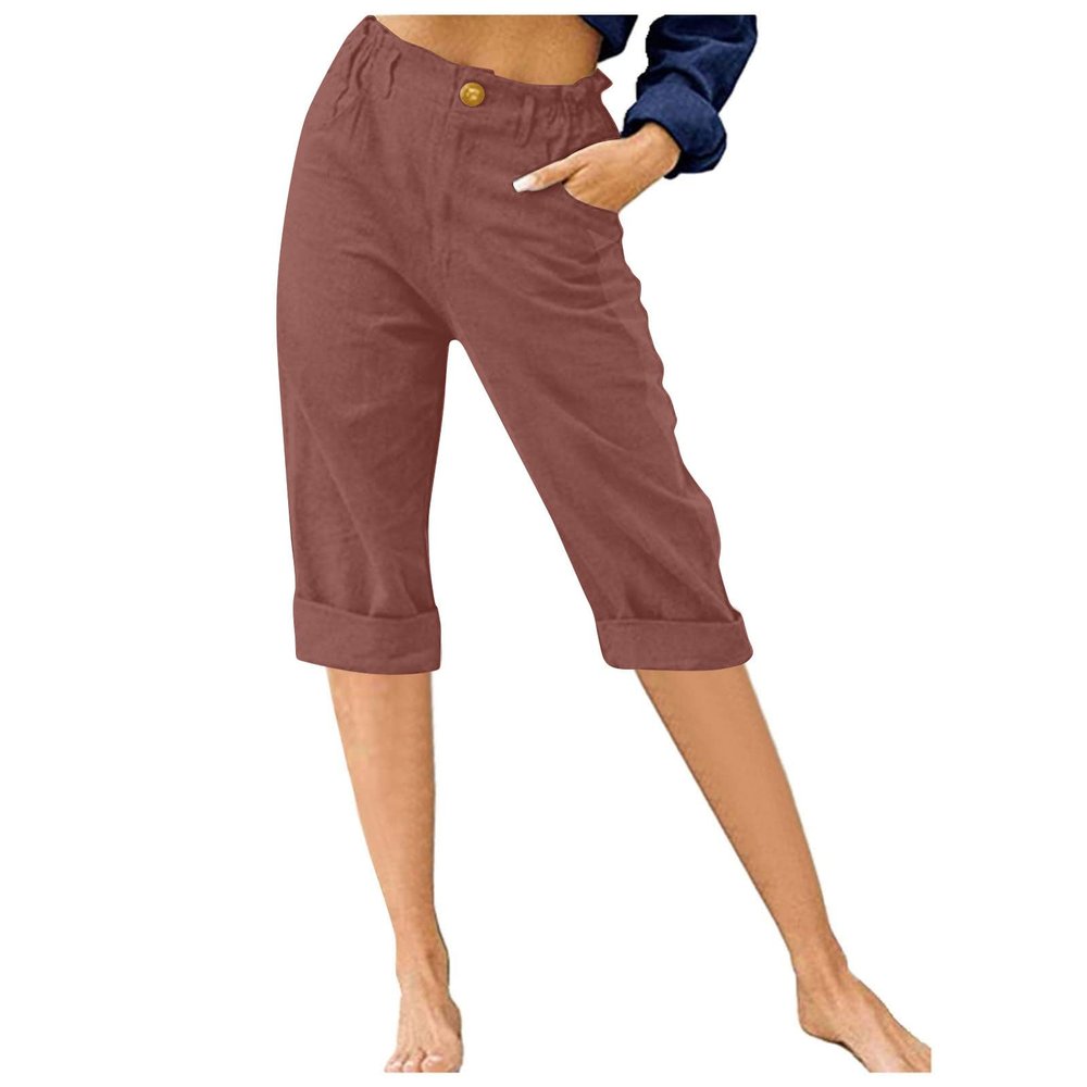 LRMQS Womens Capri Pants Summer Trendy Casual Elastic Waist Cropped Trouser Fashion Resort Wear Beach Vacation Capris Clothes