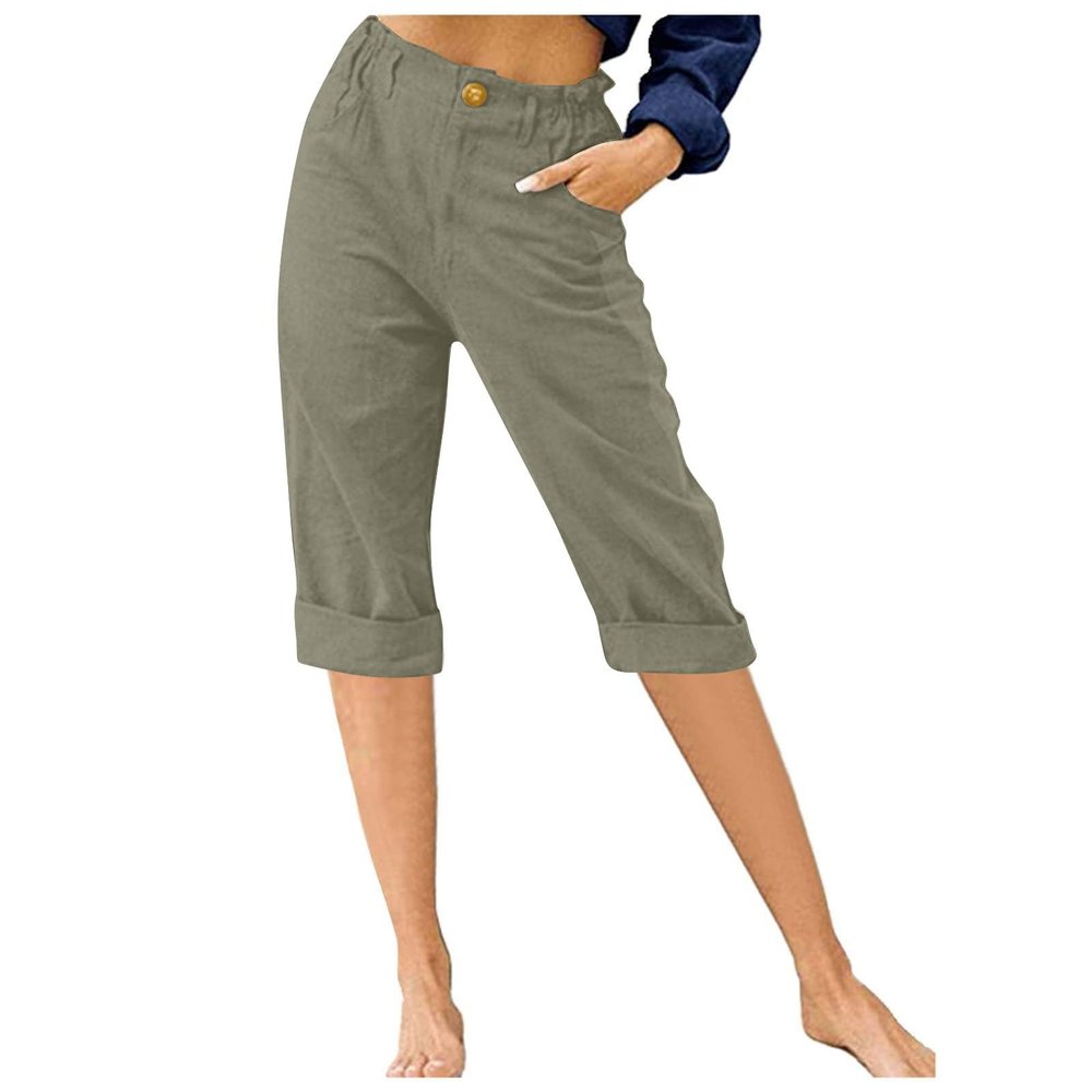LRMQS Womens Capri Pants Summer Trendy Casual Elastic Waist Cropped Trouser Fashion Resort Wear Beach Vacation Capris Clothes