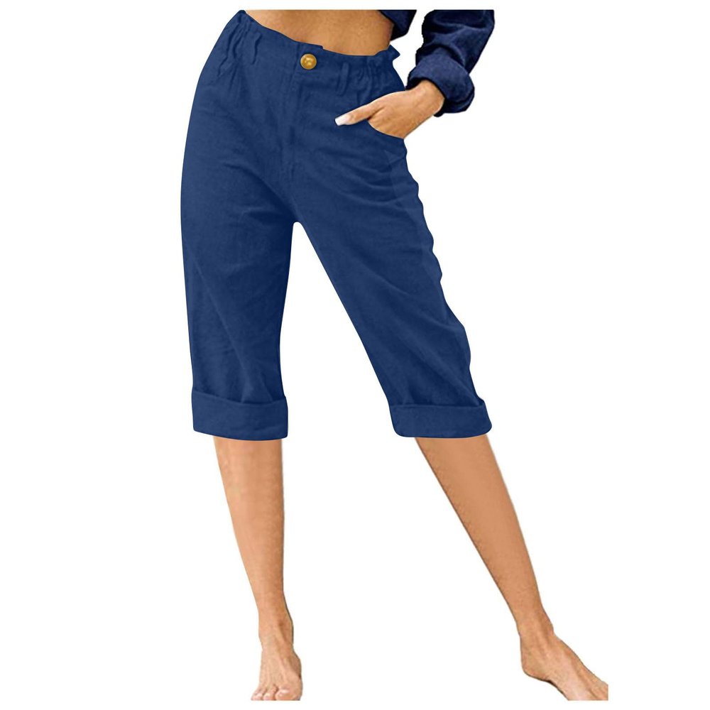 LRMQS Womens Capri Pants Summer Trendy Casual Elastic Waist Cropped Trouser Fashion Resort Wear Beach Vacation Capris Clothes