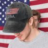 American Flag Hat Distressed Cotton Baseball Cap USA Vintage Trucker Hat Adjustable Dad Cap for Men Women Black view 2