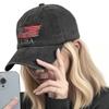 American Flag Hat Distressed Cotton Baseball Cap USA Vintage Trucker Hat Adjustable Dad Cap for Men Women Black view 4