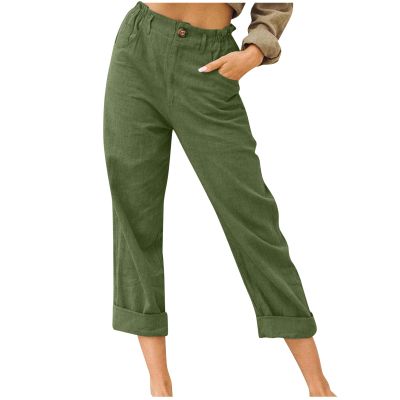 LRMQS Women Capri Pants 2026 Summer Trendy Linen Cropped Trouser with Pockets Beach Casual Cruise Fashion Capris Clothes