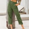 LRMQS Women Capri Pants 2026 Summer Trendy Linen Cropped Trouser with Pockets Beach Casual Cruise Fashion Capris Clothes view 2
