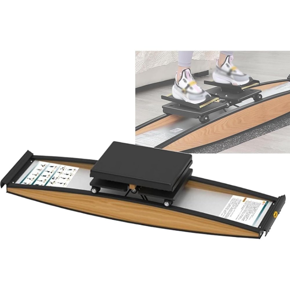 KEhtu Ski Fitness Machine, Home Fitness Balance Board with Cane, Freely Adjustable Resistance 0-100KG, Strength and Balance Training Tool Set, Suitable for Waist, Abdomen and Legs