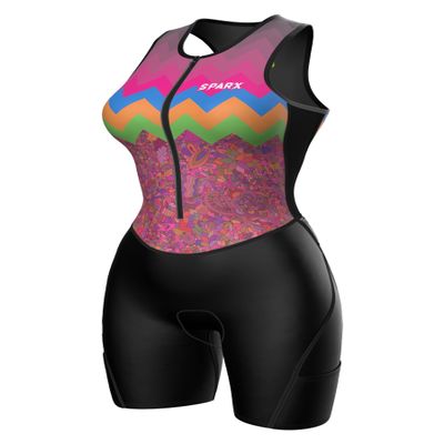 Sparx Women Triathlon Suit Tri Short Racing Cycling Swim Run (Aloha, M)