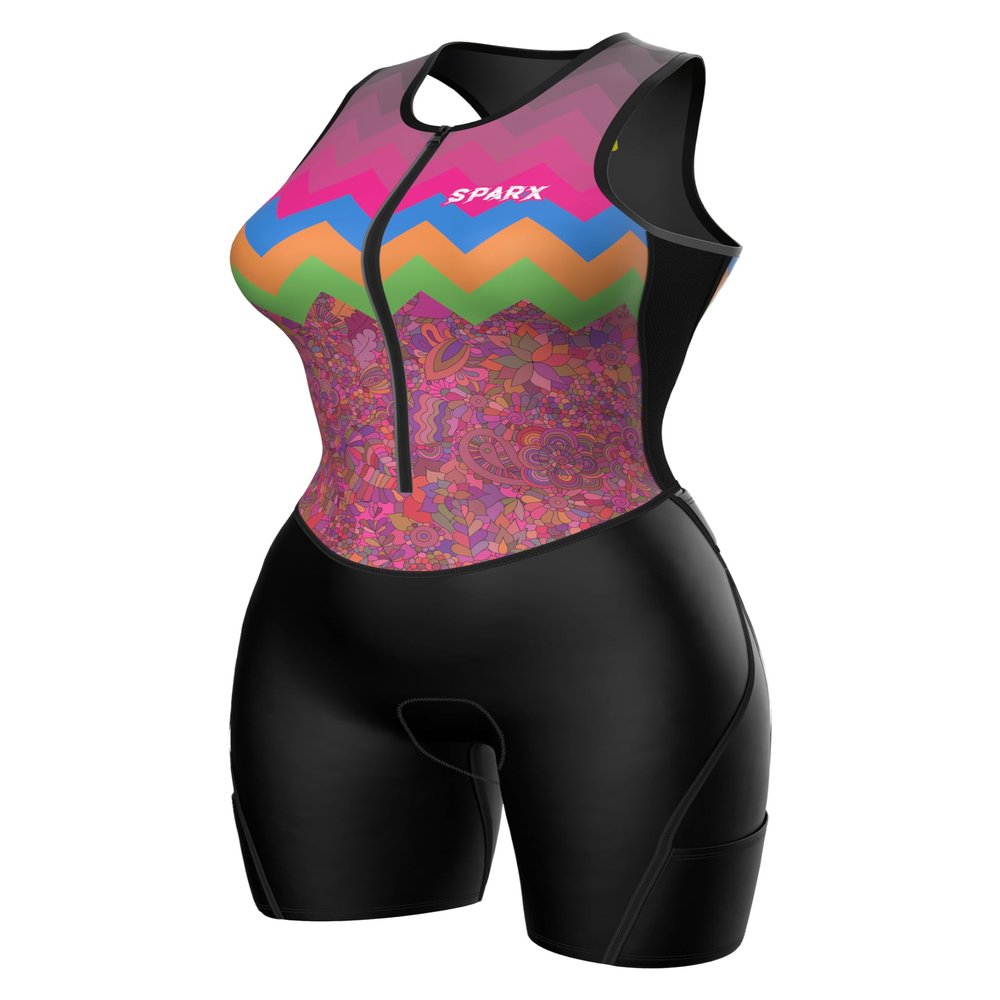 Sparx Women Triathlon Suit Tri Short Racing Cycling Swim Run (Aloha, S)