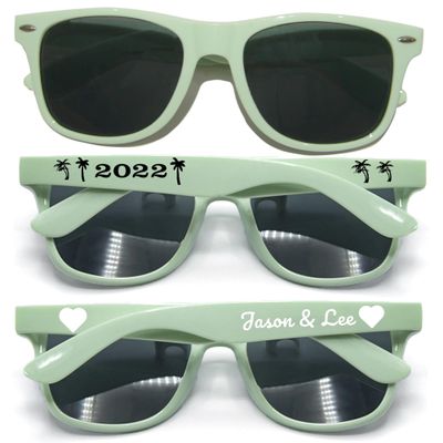 450PC Custom Sunglasses Personalized Bulk Party Favors Wedding Guests Logo Music Show Birthday Bachelorette Bridesmaid Gifts Garden 2024 Prom Customizable Glasses (Light Mint)