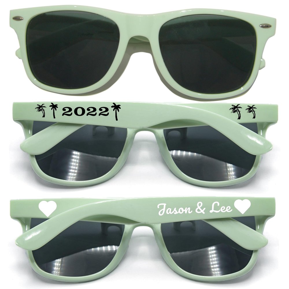 450PC Custom Sunglasses Personalized Bulk Party Favors Wedding Guests Logo Music Show Birthday Bachelorette Bridesmaid Gifts Garden 2024 Prom Customizable Glasses (Light Mint)
