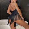 Agoky Women Tassel Salsa Latin Dance Leotard Sequin Fringe Flapper Bodysuits Dress Costume Black Large view 2
