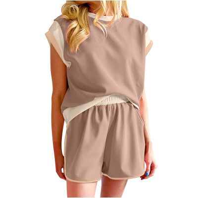 2 Piece Sets for Women Sweatsuits Cap Sleeve Tops Shorts Sets Fashion Teen Girls Y2k Tracksuits Lounge Workout Sets