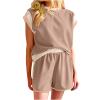 2 Piece Sets for Women Sweatsuits Cap Sleeve Tops Shorts Sets Fashion Teen Girls Y2k Tracksuits Lounge Workout Sets view 1