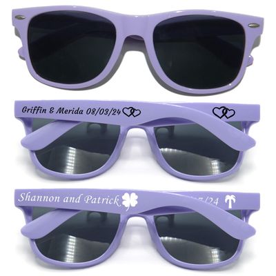 130PC Custom Sunglasses Personalized Bulk Party Favors Wedding Guests Logo Music Show Birthday Bachelorette Bridesmaid Gifts Garden 2024 Prom Customizable Glasses (Lavender)
