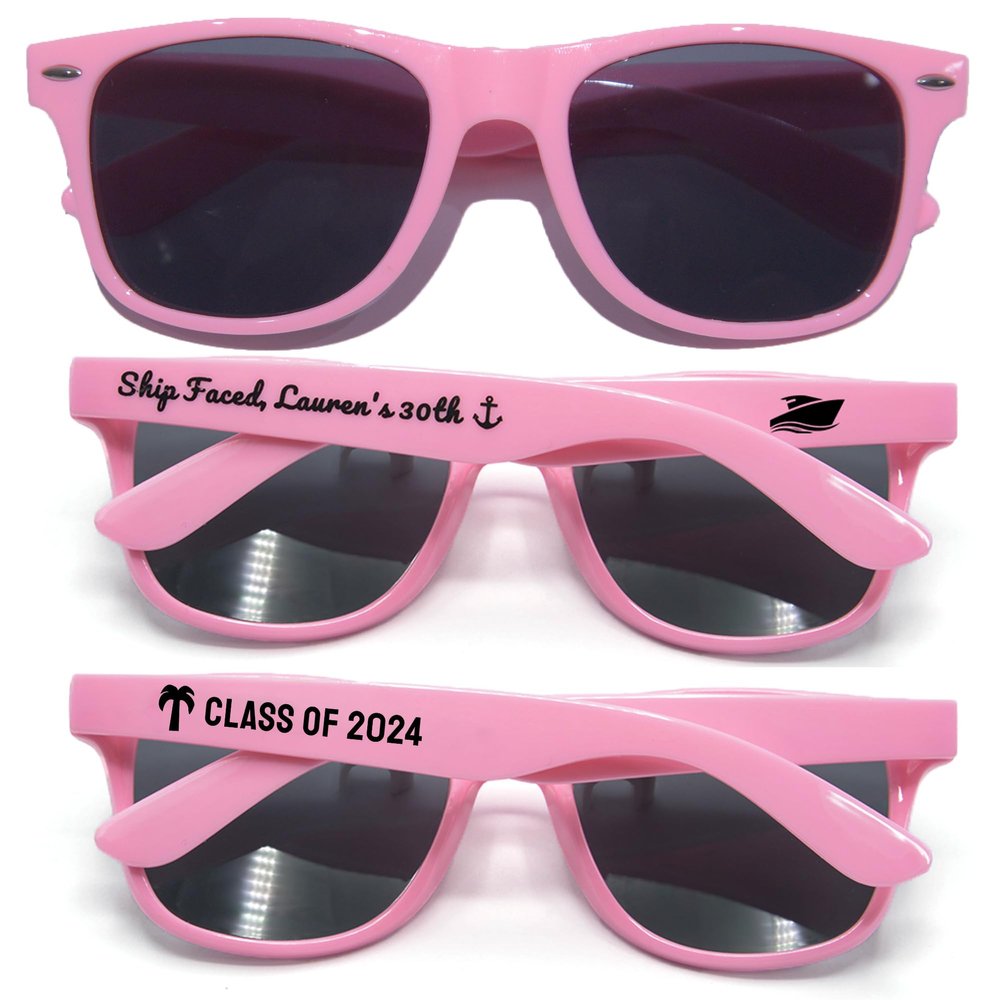 700PC Custom Sunglasses Personalized Bulk Party Favors Wedding Guests Logo Music Show Birthday Bachelorette Bridesmaid Gifts Garden 2024 Prom Customizable Glasses (Pink)