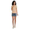 Time and Tru Women's Mid Rise Raw Hem 6" Denim Shorts (US, Numeric, 8, Regular, Regular, Medium Wash) view 3