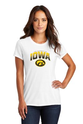 CornBorn Iowa Hawkeyes Shirt - Women's Premium Tri-Blend Full Color Iowa Fade Tigerhawk Oval - White - 4X