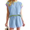 2 Piece Sets for Women Sweatsuits Cap Sleeve Tops Shorts Sets Fashion Teen Girls Y2k Tracksuits Lounge Workout Sets view 2