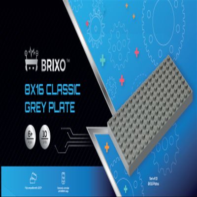Dakott Brixo 8x16 Plates Pack-Set of 10 Brixo Branded Classic 8x16 Grey Plates.