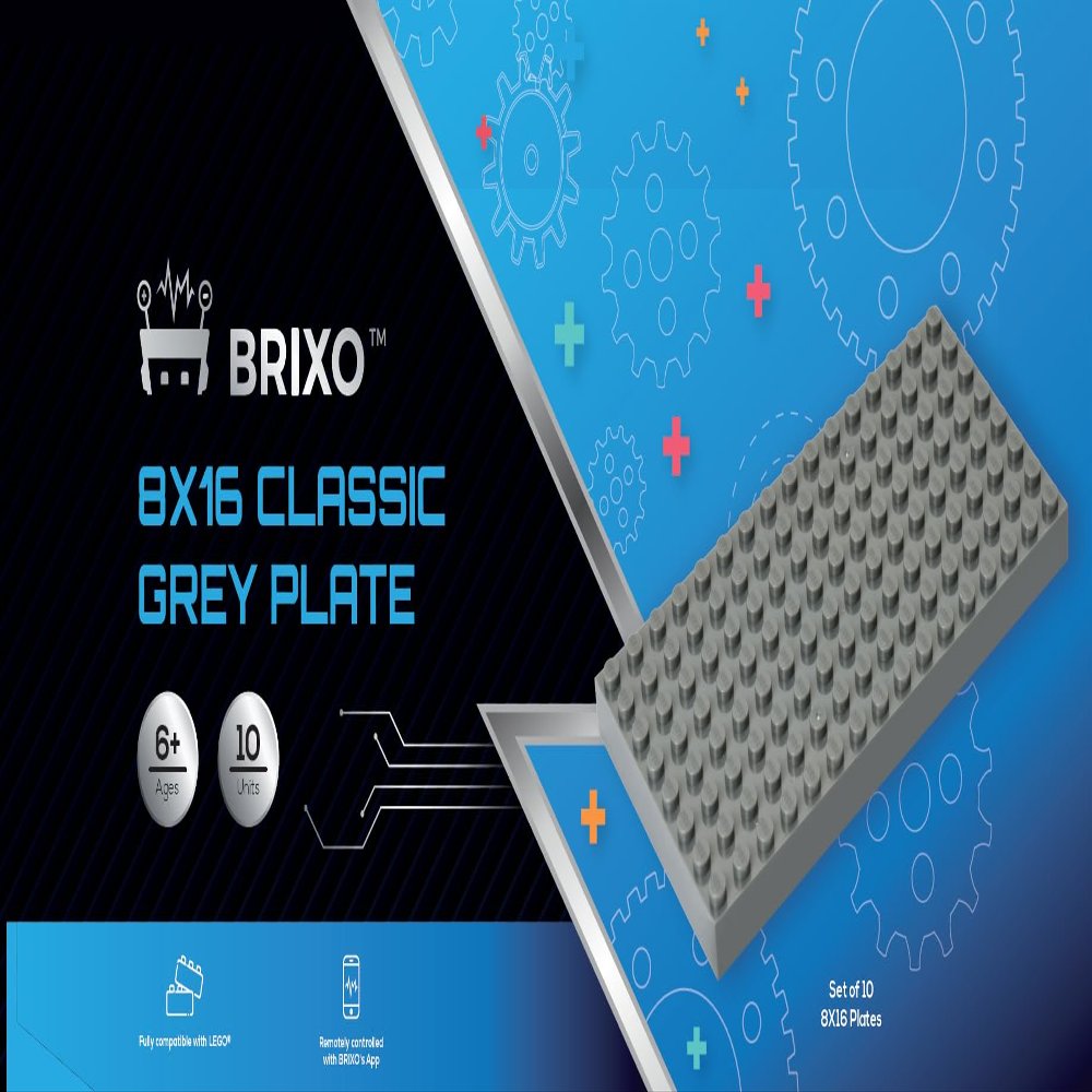 Dakott Brixo 8x16 Plates Pack-Set of 10 Brixo Branded Classic 8x16 Grey Plates.