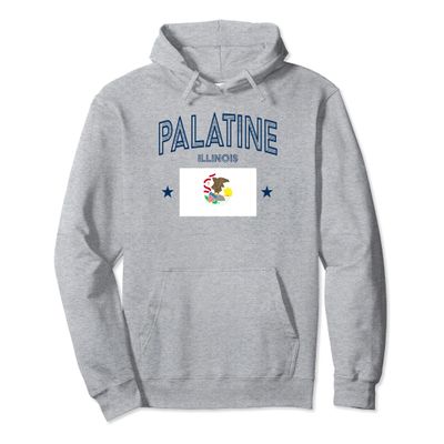 Palatine Illinois IL Flag Athletic Throwback Navy Pullover Hoodie