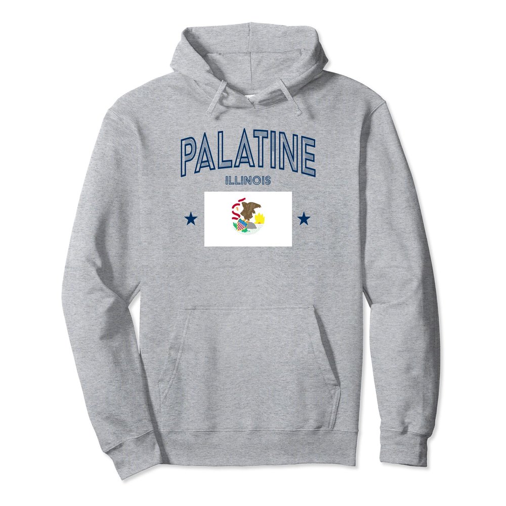 Palatine Illinois IL Flag Athletic Throwback Navy Pullover Hoodie