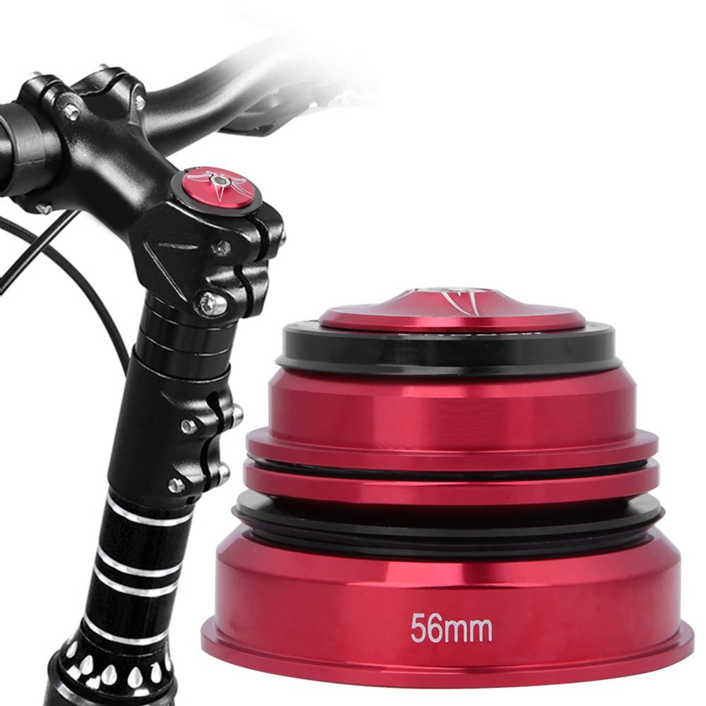 Alomejor 44mm56MM Aluminium Alloy Front Fork Stem Headset Replacement Bick Accessory Anti for Most Bikes (Red 44/56MM)
