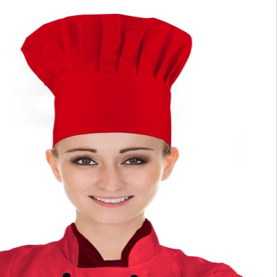 CRJHNS Chef Hat,Adult Adjustable Hook and Loop Tape Baker Hat Kitchen Cooking Chef Cap for Men Women Kids Red