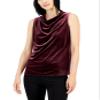 Women's Velvet Cowlneck Top Rich Malbec M view 1