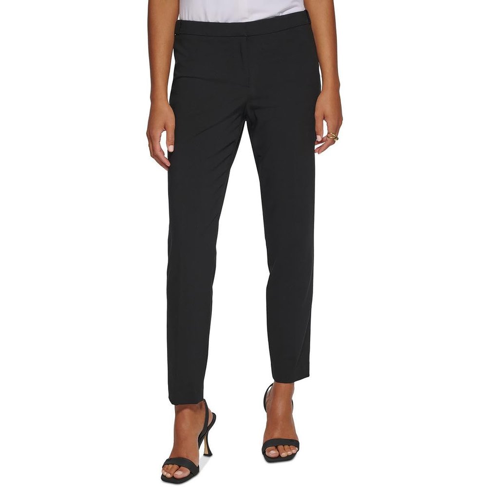 Calvin Klein Womens Highline Woven Tapered Ankle Pants Black 14