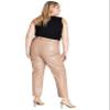 Now This Trendy Plus Size Faux-Leather Pants Almond 20W view 2