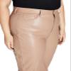 Now This Trendy Plus Size Faux-Leather Pants Almond 20W view 3