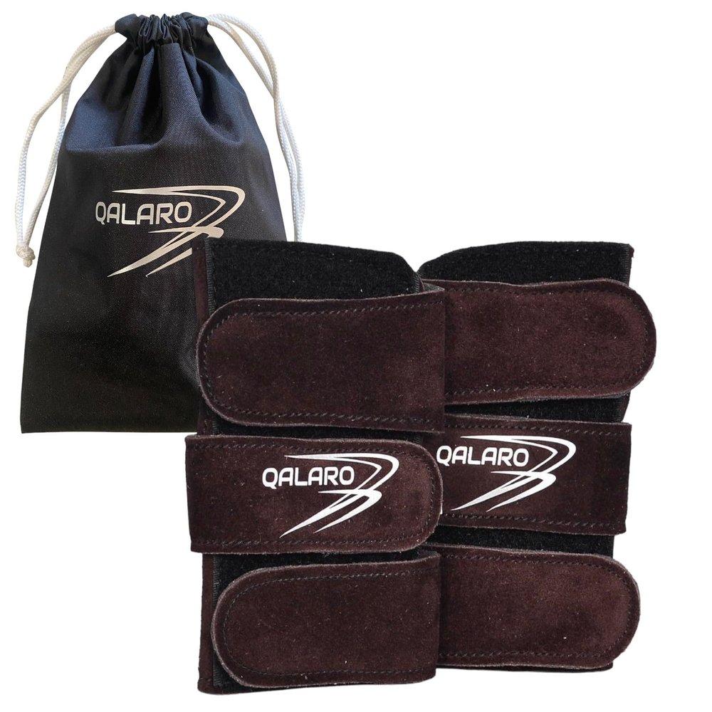 QALARO Suede Wrist Supports (Pair) with Bag | Gymnastics, Acrobatics, Cheer Adjustable Wrist Guards | Wrist Injury Prevention | Wrist Support Brace | Hand Wraps