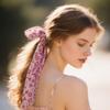 Pemilosci Large Cotton Bandana Headband, Head Wrap, Protective Coverage, Hair Neck Scarf for Women 28 x 28 inch (S19-Trefoil-Pink) view 4