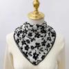 Pemilosci Large Cotton Bandana Headband, Head Wrap, Protective Coverage, Hair Neck Scarf for Women 28 x 28 inch (S24-White Flower-Black view 3