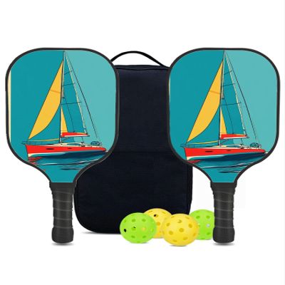 KUAVETO Pickleball Paddles Set, All The DIY Fun You can Have with Sailing Yacht-AF78 Pattern Custom Made Honeycomb Polymer Core- Includes 2 Paddles, 4 Balls, and a Carry Bag