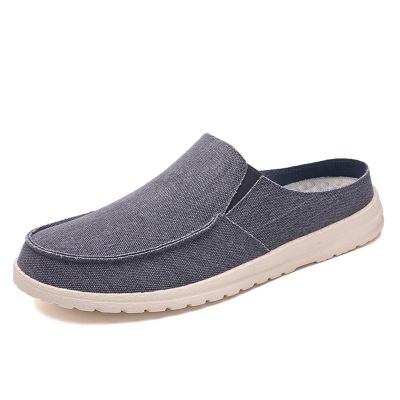 Abborora Mens Slippers, Canvas House Slipper for Men, Slip On Men's Loafers, Indoor Outdoor House Shoes (Blue,12.5)