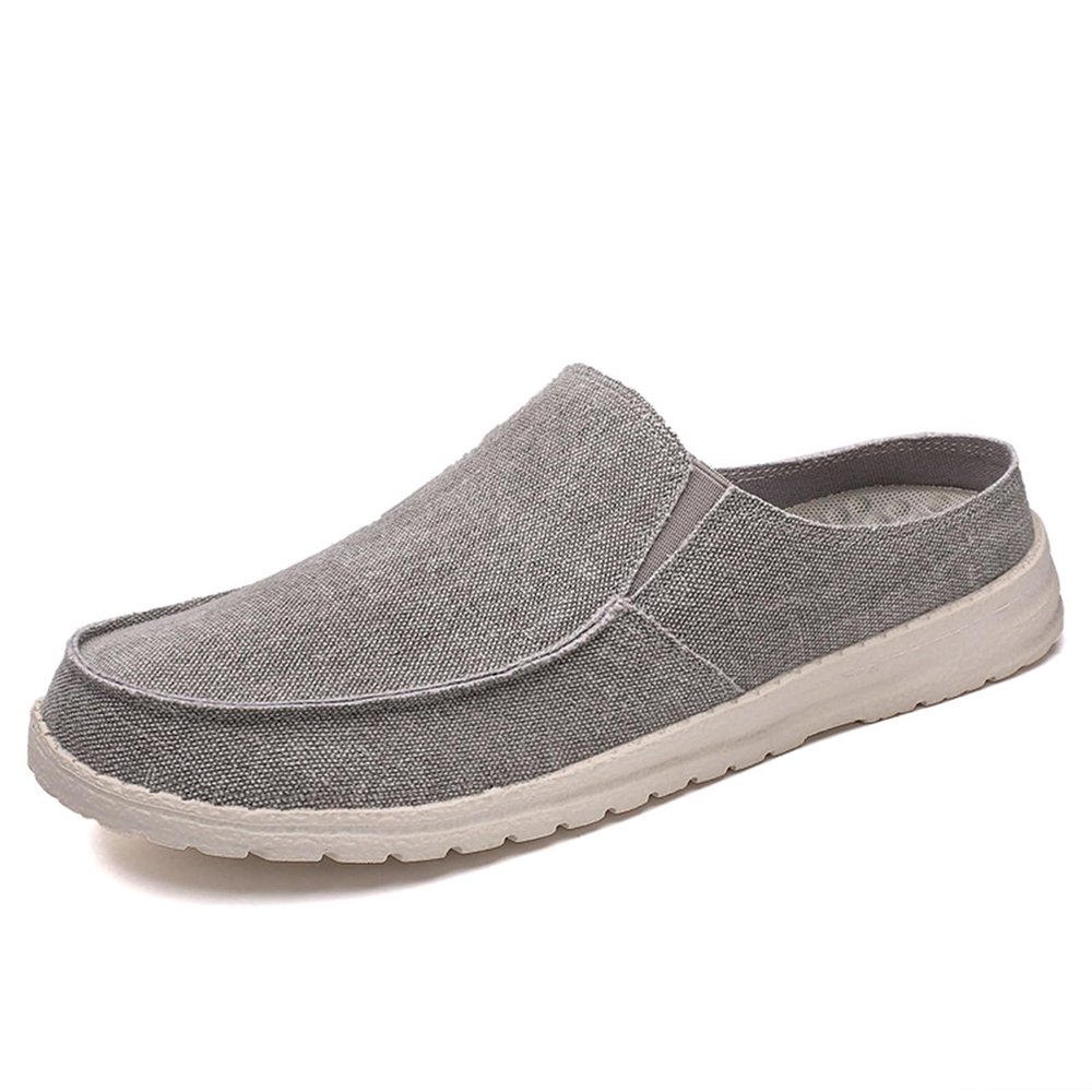 Abborora Mens Slippers, Canvas House Slipper for Men, Slip On Men's Loafers, Indoor Outdoor House Shoes (Gray,9.5)