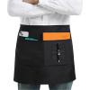 Xeoxarel Server Aprons with 4 Pockets, Unisex Waitress Waiter Waist Apron for Women and Man Half Black 18'' view 1