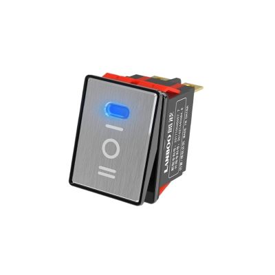 AHGDDA 2822-3 Gear with Red/Green/Blue Light Waterproof KCD6 Rocker Aluminum Brushed Panel High-Gloss Edge Metal Boat Switch (Color : B(Silver P) 3-Speed, Size : 9-24V)