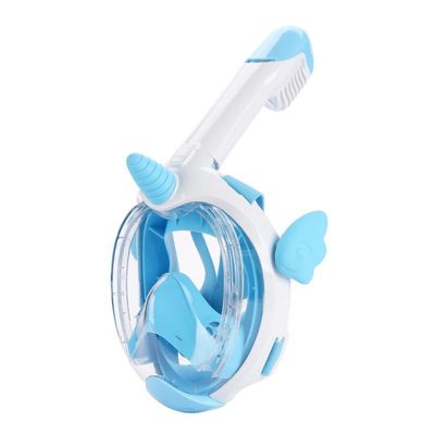 Diving Mask Full Face Snorkel Mask for Kids, Kids Snorkeling Set 180 Degree Panoramic View, Safe Anti-Leak Anti-Fog, Foldable Dry Top Snorkeling Gear for Kids (Blue Unicorn)