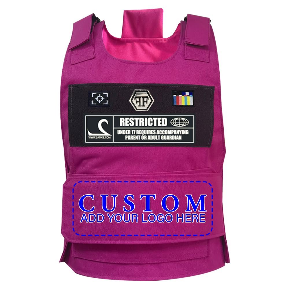 F.N.JACK Customized Tactical Vest - Custom Your Logo or Text Printing on Street ICONS Vest with Patches (Polyester, Rose)