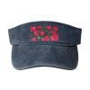SSIMOO Red Red Flower Print Denim Sun Visor Cap Versatile Unisex Design,for Outdoor Activities and Daily Wear, One Size-Large view 1