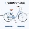 AVGVLIJ 26-Inch Beach Cruiser Bike, Lightweight Hybrid with Adjustable Seat, 7-Speed Commuter, Anti-Skid Tires, V-Brakes - Stylish Multi (Blue) view 2