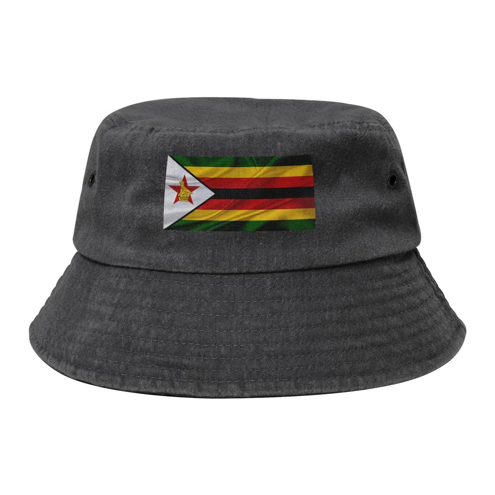 Qauirfe Zimbabwe Flag Fashion Cowboy Denim Fisherman Hat Outdoor Fishing Cap Sun