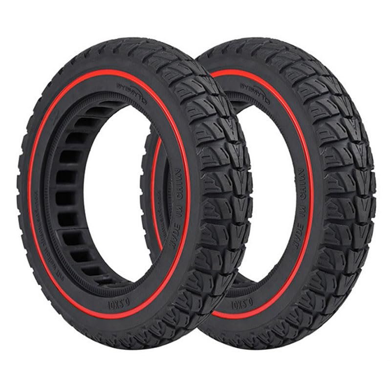10x2 Solid Tire, 10 Inch Replacement Tire for Segway Ninebot F30 F40 Electric Scooter, 10 x 2.125 Honeycomb Wheel for Xiaomi M365 1S Pro Pro 2, Off-Road Tyre for Gotrax GXL V2 Hiboy S2 (Red x 2 PCS)