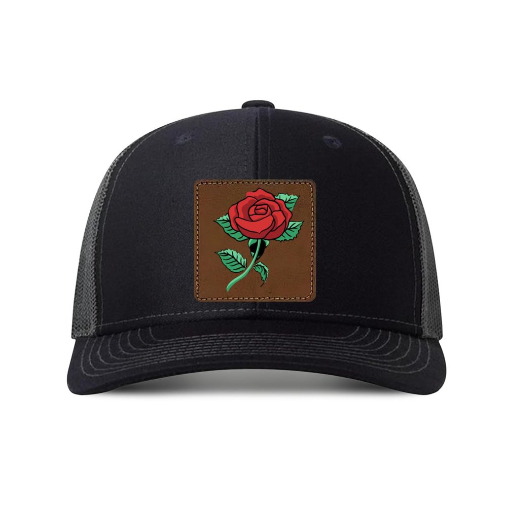 Generic Custom Caps Custom Leather Patch Trucker Men's and Women's Caps - Personalized Text and Photo UV Printed Baseball Caps 60, Black With Dark Grey Mesh