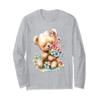 baby bear with flowers cute lil bears snugglebear daughter Long Sleeve T-Shirt view 1