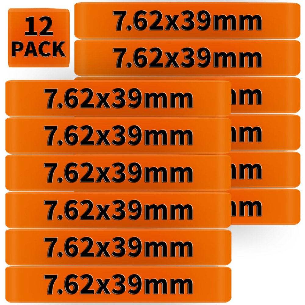 12 Pack Miaozhun 7.62x39mm Magazine Marking Bands 7.62 Magazine Caliber Identification (Orange-Black)