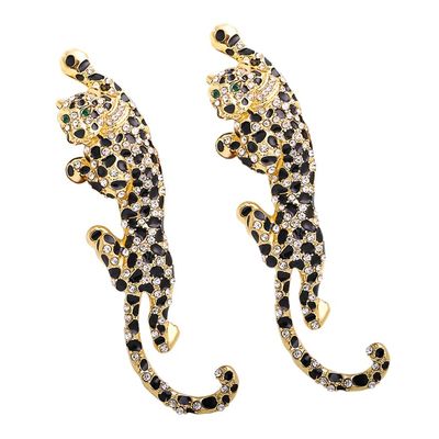 2 Fierce and domineering spotted leopard brooches, rhinestone alloy animal brooches, men's and women's clothing suit dress accessories