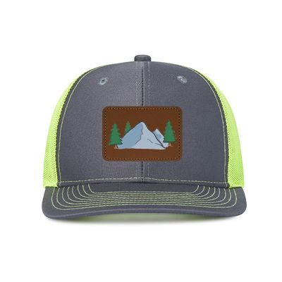 Generic Customized Leather Patch Truck Driver Men's and Women's Hat - Personalized Text and Photo UV Spray Printed Baseball Hat 14, Dark Gray With Green Mesh